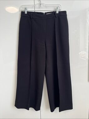 RACHEL Rachel Roy NWOT Black Wide-Leg Cropped Heavy Wool Effect Trousers, Size 6